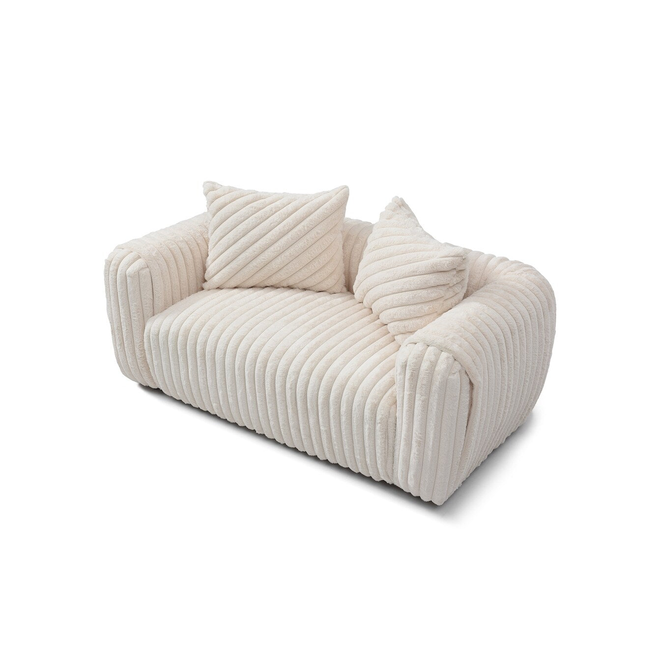Canapé droit Cancun 70 po en polyester blanc avec accoudoirs coussinés