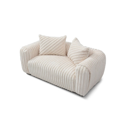 Canapé droit Cancun 70 po en polyester blanc avec accoudoirs coussinés