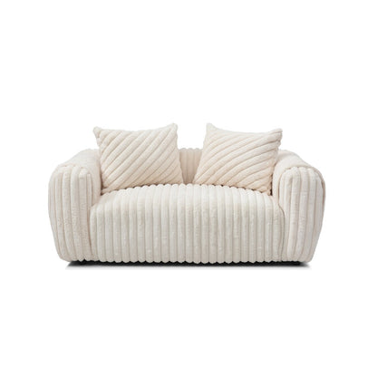 Canapé droit Cancun 70 po en polyester blanc avec accoudoirs coussinés