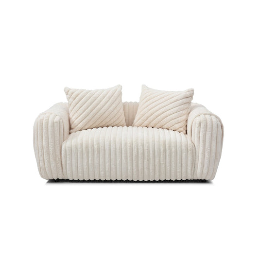 Canapé droit Cancun 70 po en polyester blanc avec accoudoirs coussinés