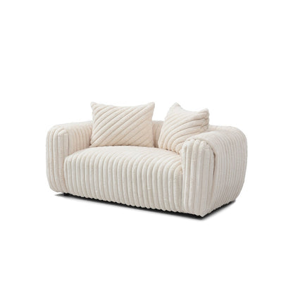 Canapé droit Cancun 70 po en polyester blanc avec accoudoirs coussinés