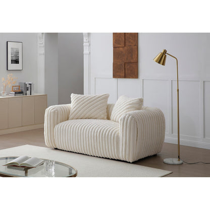 Canapé droit Cancun 70 po en polyester blanc avec accoudoirs coussinés