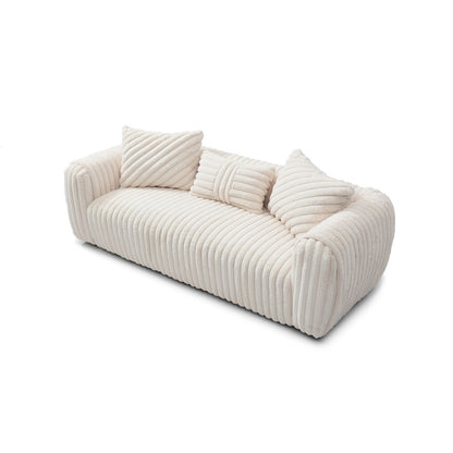 Canapé droit Cancun 94 po en polyester avec accoudoirs coussinés, blanc