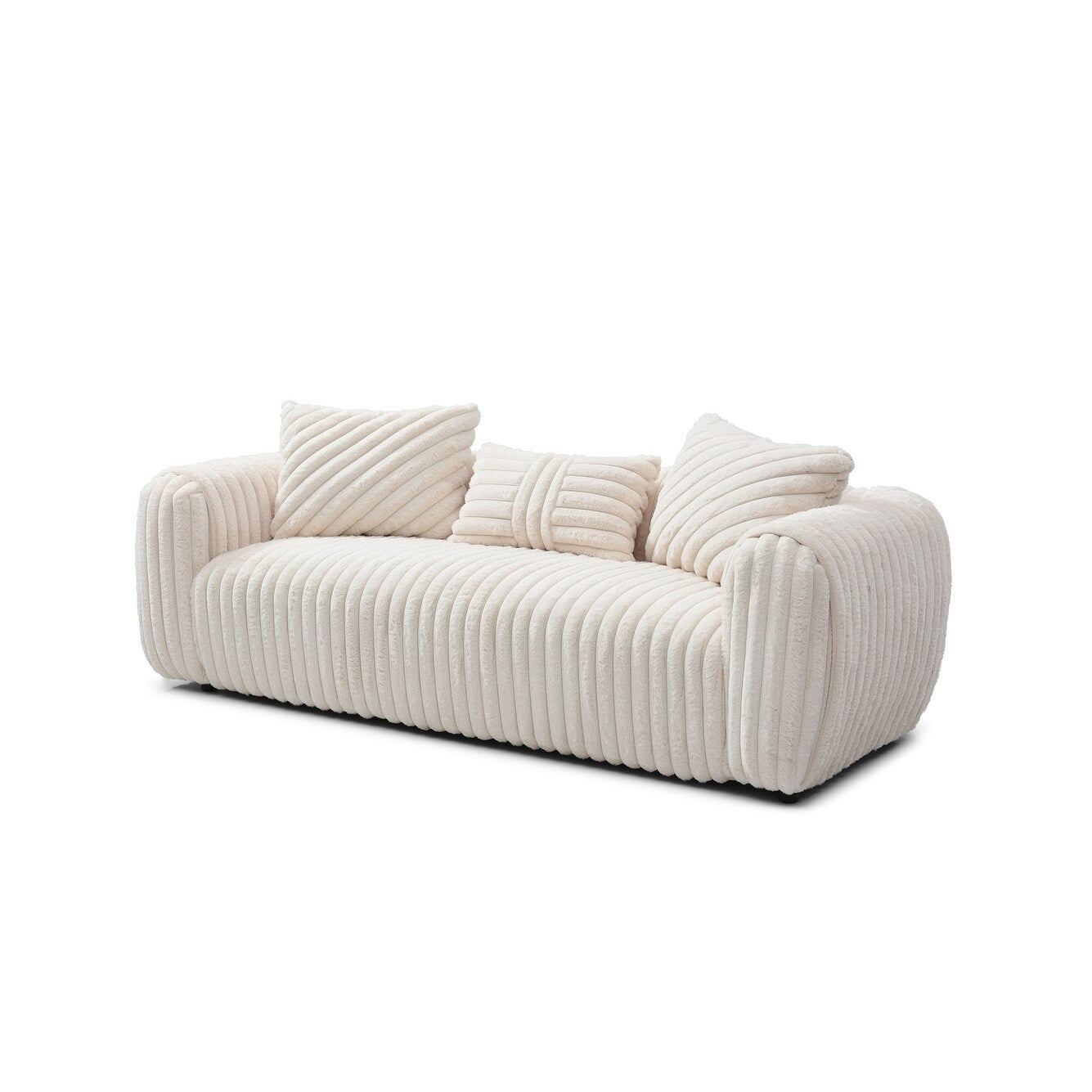 Canapé droit Cancun 94 po en polyester avec accoudoirs coussinés, blanc