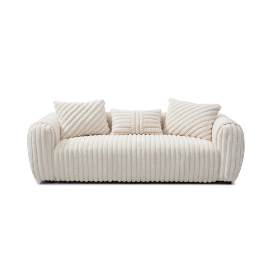 Canapé droit Cancun 94 po en polyester avec accoudoirs coussinés, blanc