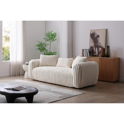 Canapé droit Cancun 94 po en polyester avec accoudoirs coussinés, blanc