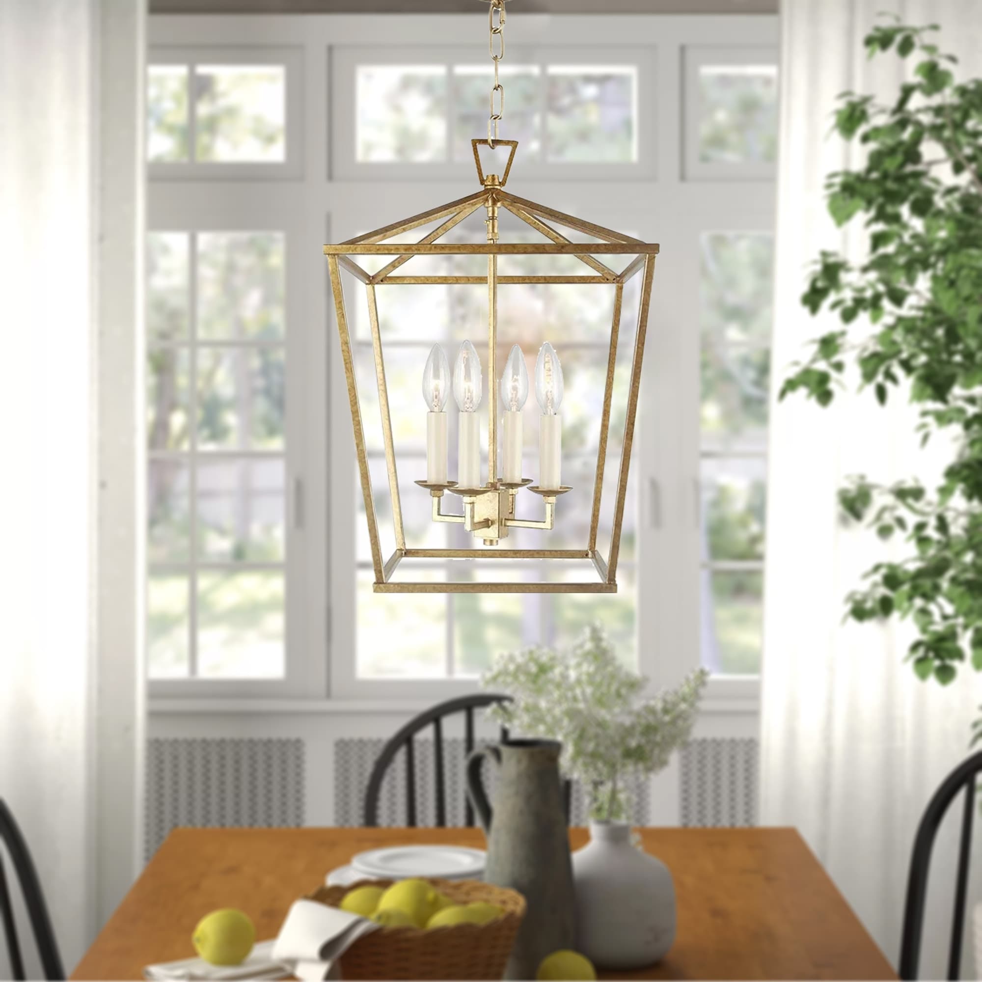 Lustre suspendu style lanterne à bougie pour escalier ou îlot de cuisine - N/A