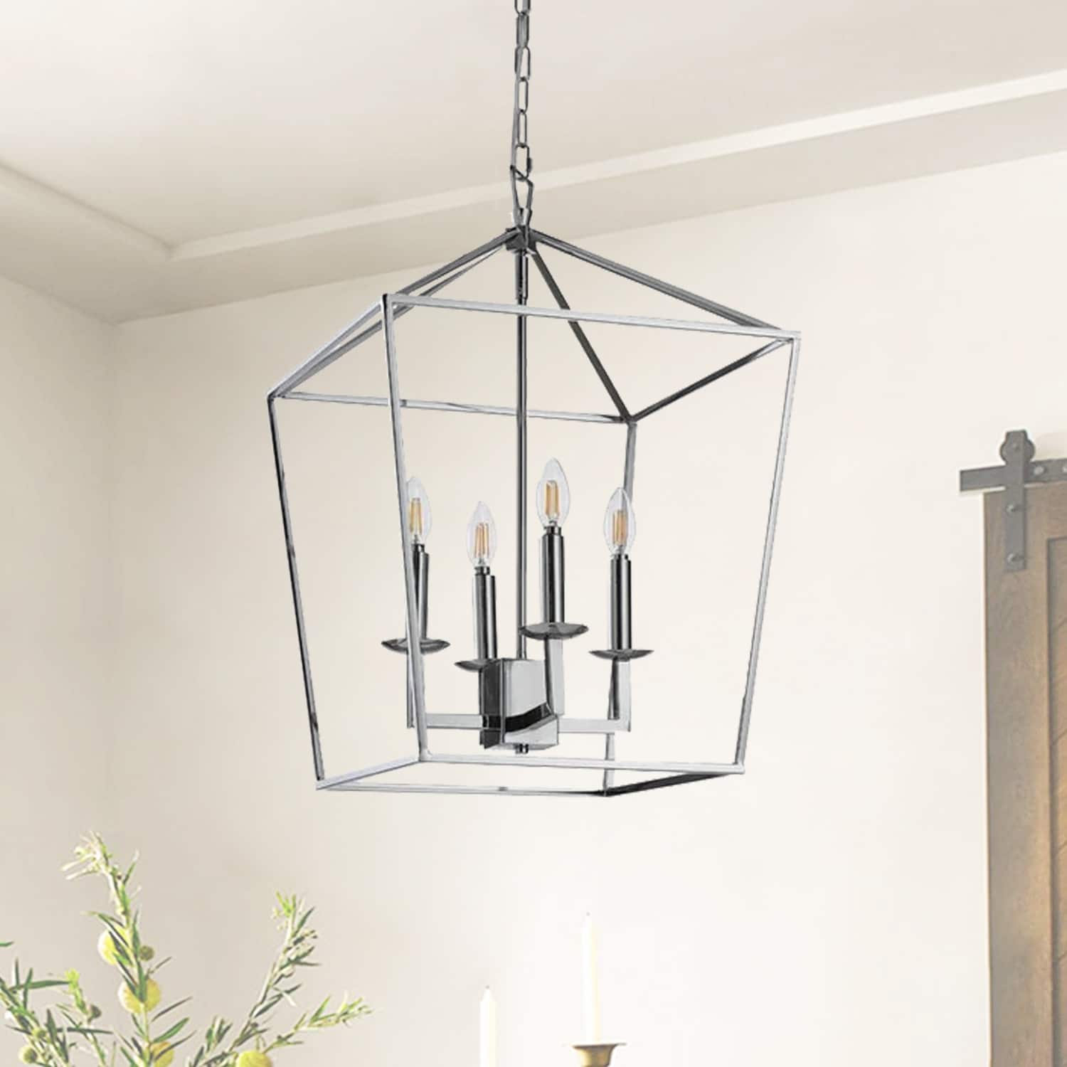 Lustre suspendu style lanterne à bougie pour escalier ou îlot de cuisine - N/A