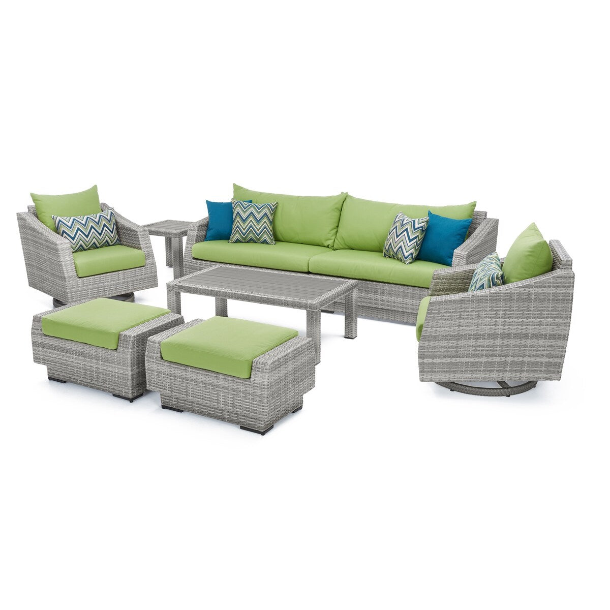 Ensemble de canapé et fauteuil club d'extérieur Cannes Deluxe 8 pièces Sunbrella