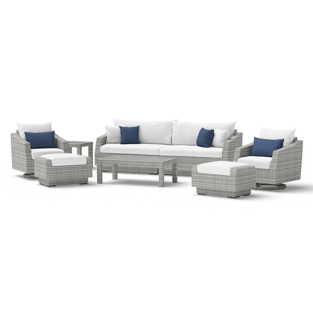 Ensemble de canapé et fauteuil club d'extérieur Cannes Deluxe 8 pièces Sunbrella