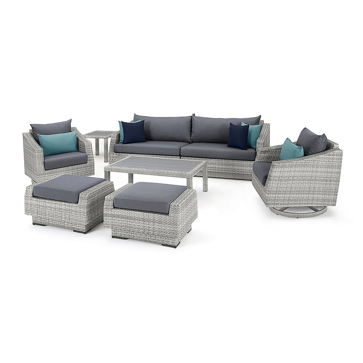 Ensemble de canapé et fauteuil club d'extérieur Cannes Deluxe 8 pièces Sunbrella