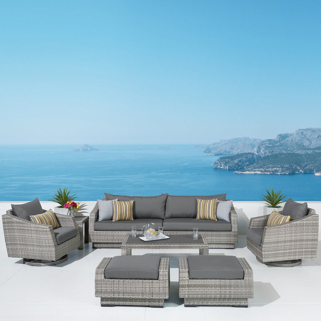 Ensemble de canapé et fauteuil club d'extérieur Cannes Deluxe 8 pièces Sunbrella