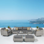Ensemble de canapé et fauteuil club d'extérieur Cannes Deluxe 8 pièces Sunbrella