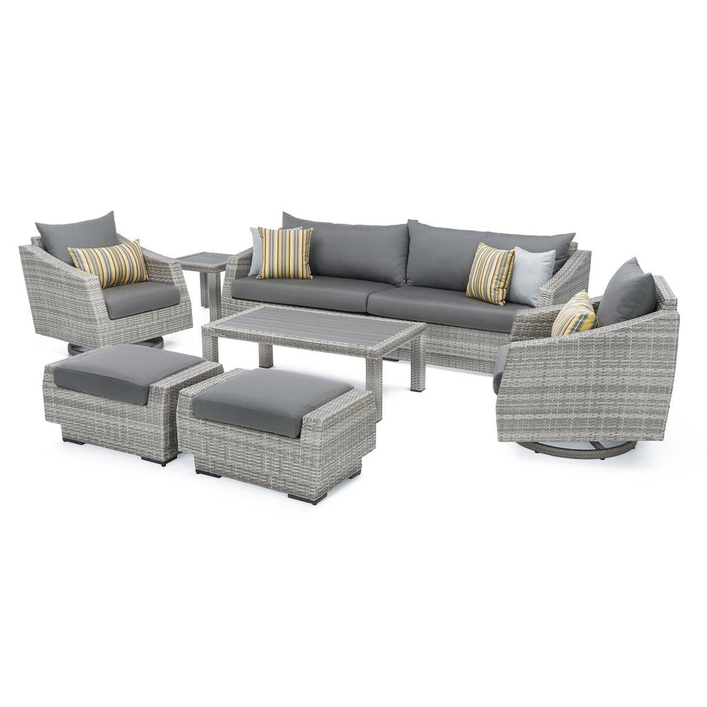 Ensemble de canapé et fauteuil club d'extérieur Cannes Deluxe 8 pièces Sunbrella