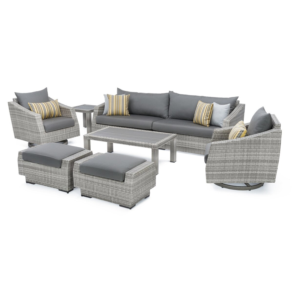Ensemble de canapé et fauteuil club d'extérieur Cannes Deluxe 8 pièces Sunbrella