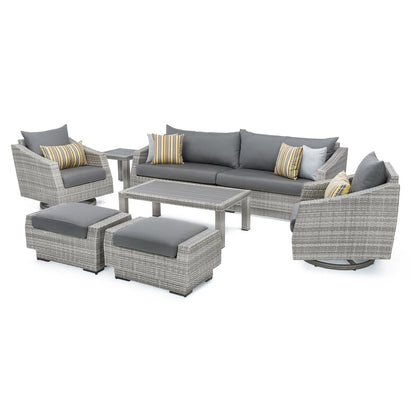 Ensemble de canapé et fauteuil club d'extérieur Cannes Deluxe 8 pièces Sunbrella
