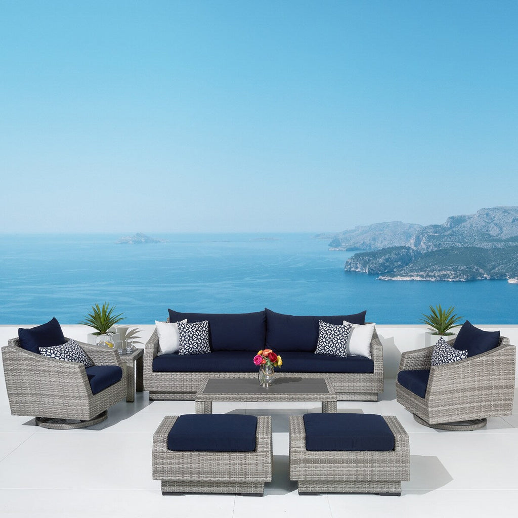 Ensemble de canapé et fauteuil club d'extérieur Cannes Deluxe 8 pièces Sunbrella