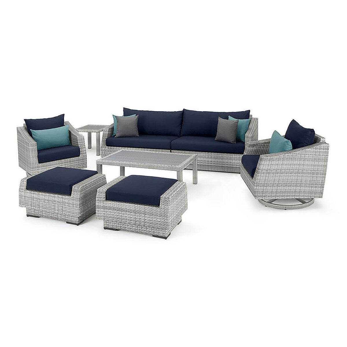 Ensemble de canapé et fauteuil club d'extérieur Cannes Deluxe 8 pièces Sunbrella
