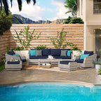Ensemble de canapé et fauteuil club d'extérieur Cannes Deluxe 8 pièces Sunbrella