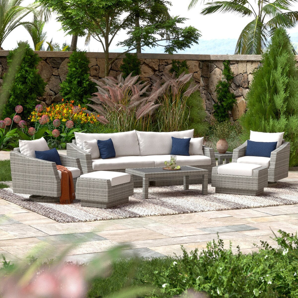 Ensemble de canapé et fauteuil club d'extérieur Cannes Deluxe 8 pièces Sunbrella