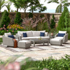 Ensemble de canapé et fauteuil club d'extérieur Cannes Deluxe 8 pièces Sunbrella