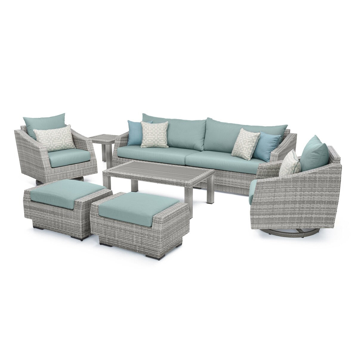 Ensemble de canapé et fauteuil club d'extérieur Cannes Deluxe 8 pièces Sunbrella