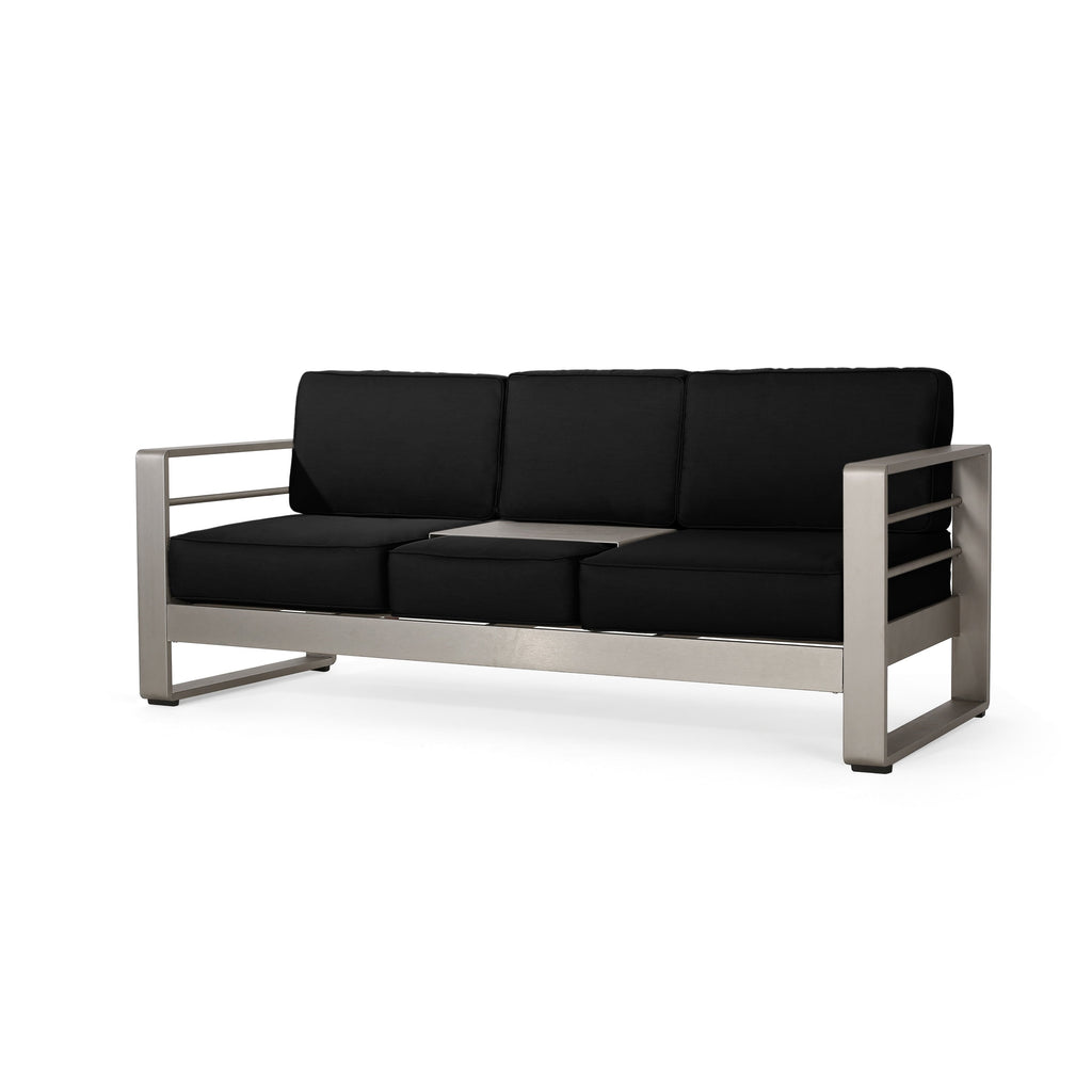 Salon de jardin Cape Coral en aluminium et Sunbrella 5 places avec coussins par Christopher Knight Home