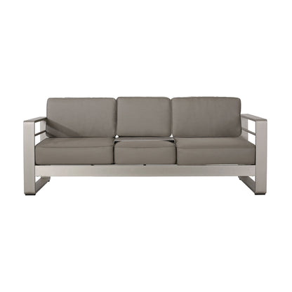 Salon de jardin Cape Coral en aluminium et Sunbrella 5 places avec coussins par Christopher Knight Home