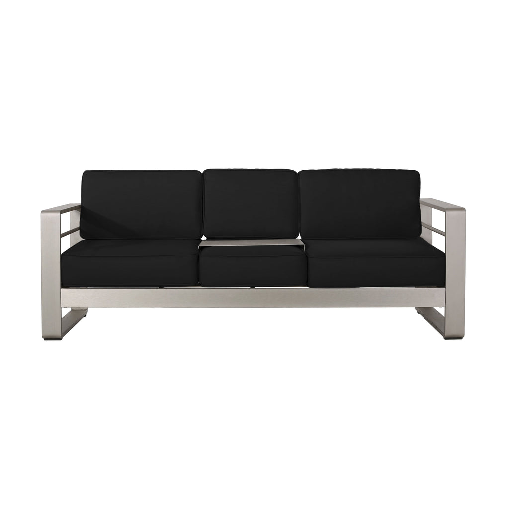 Salon de jardin Cape Coral en aluminium et Sunbrella 5 places avec coussins par Christopher Knight Home