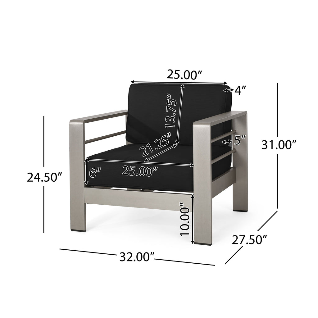 Salon de jardin Cape Coral en aluminium et Sunbrella 5 places avec coussins par Christopher Knight Home
