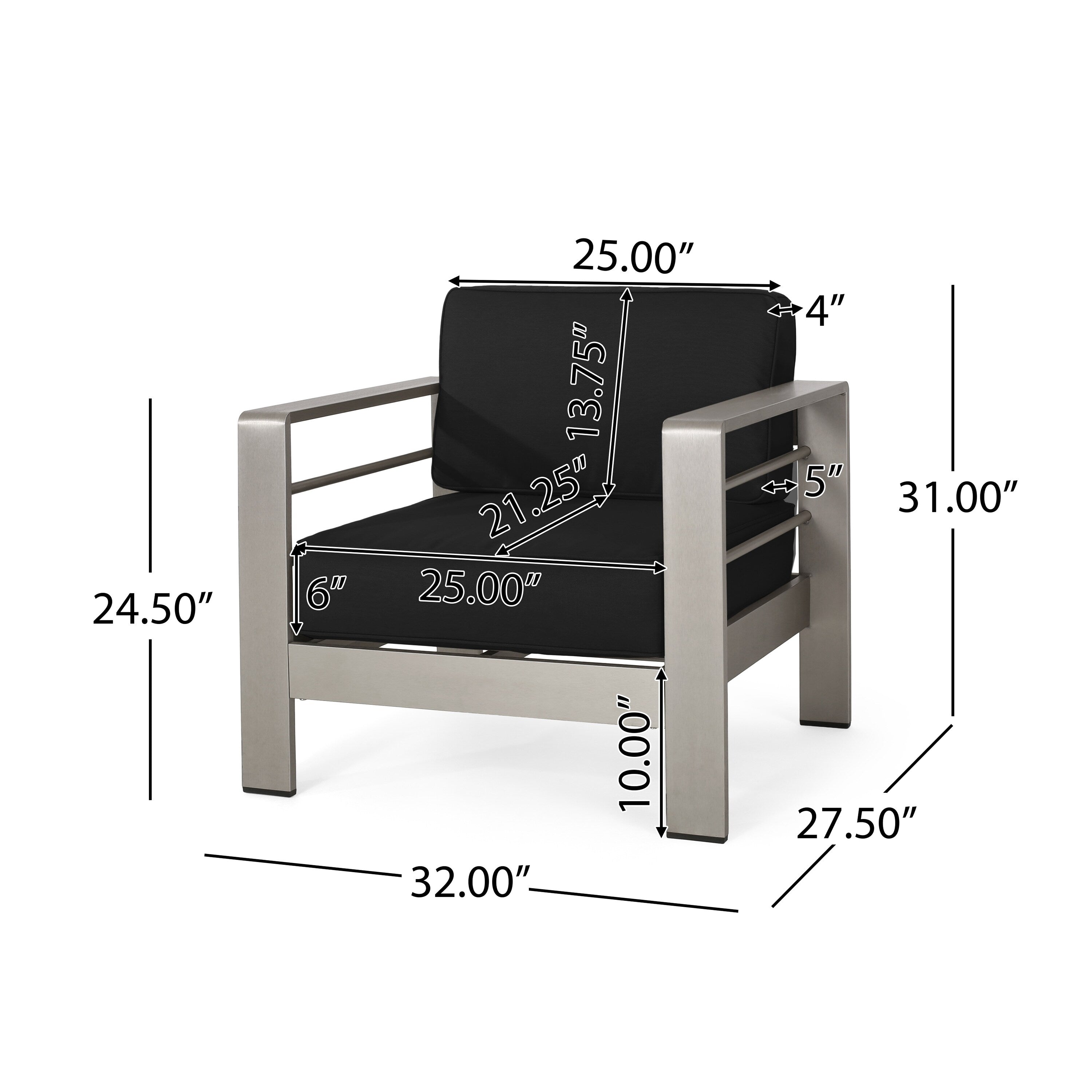 Salon de jardin Cape Coral en aluminium et Sunbrella 5 places avec coussins par Christopher Knight Home