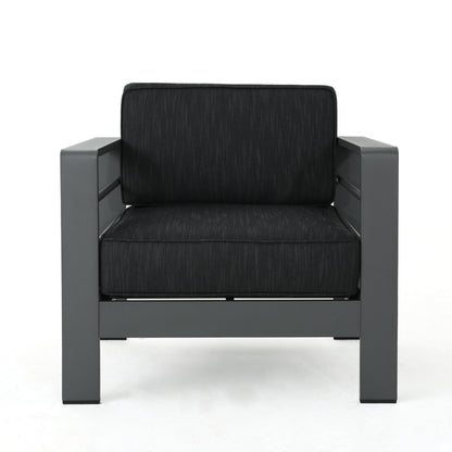 Ensemble de salon de jardin Cape Coral Grey 5 pièces avec table à feu par Christopher Knight Home
