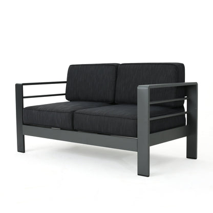 Ensemble de salon de jardin Cape Coral Grey 5 pièces avec table à feu par Christopher Knight Home
