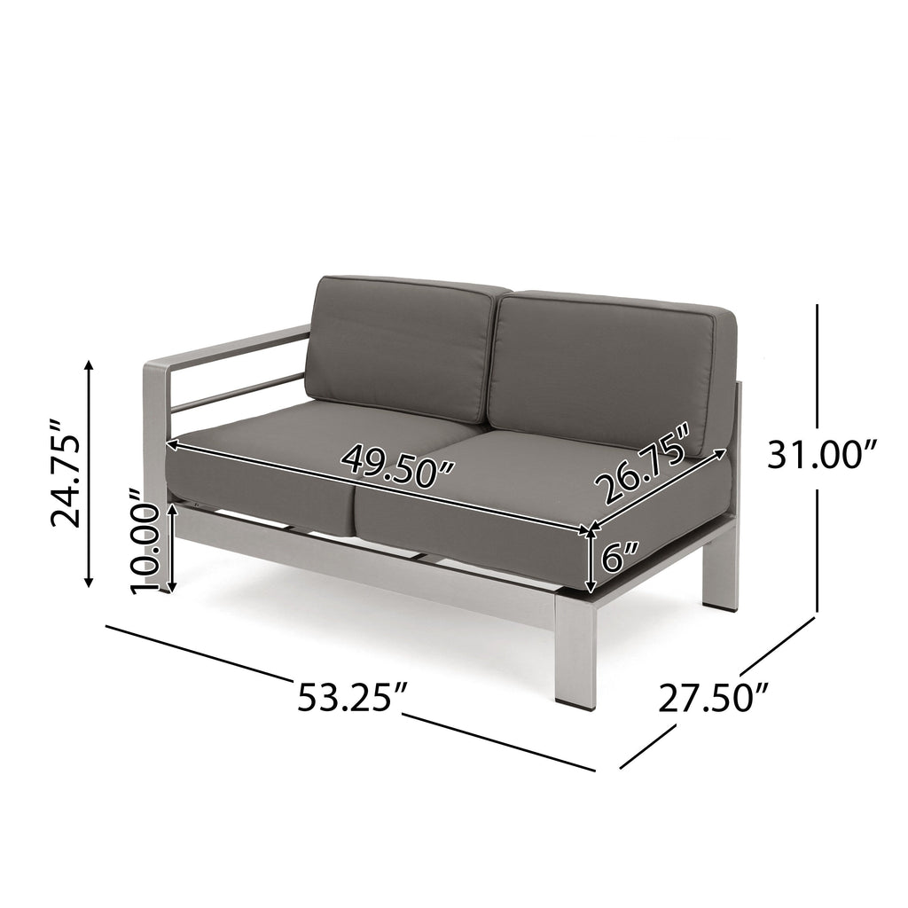 Ensemble de canapé d'extérieur 11 places en aluminium en forme de U et table Cape Coral par Christopher Knight Home