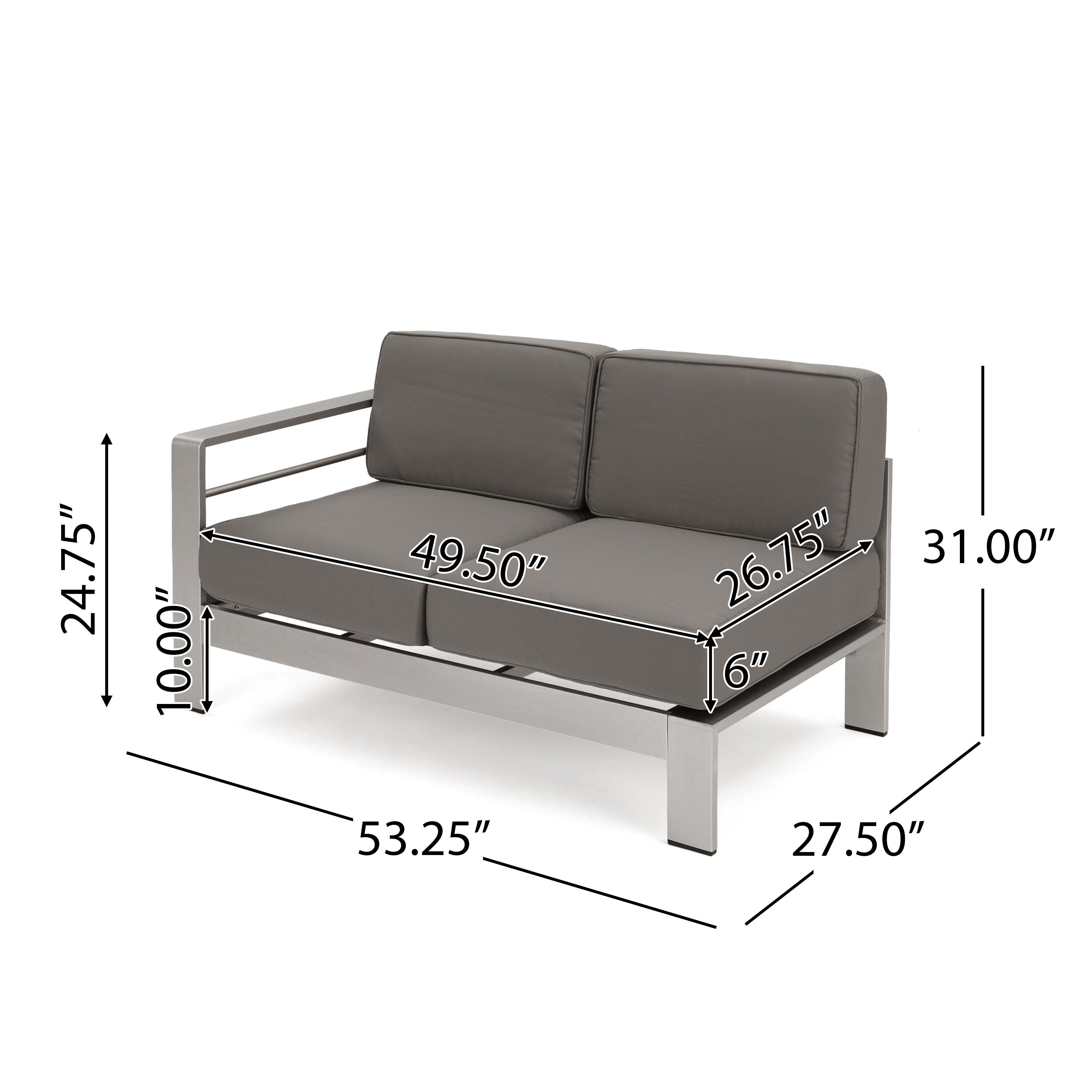 Ensemble de canapé d'extérieur 11 places en aluminium en forme de U et table Cape Coral par Christopher Knight Home