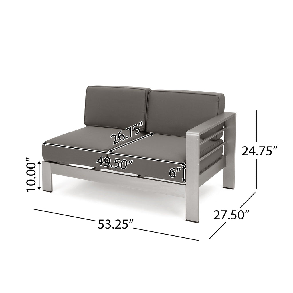 Ensemble de canapé d'extérieur 11 places en aluminium en forme de U et table Cape Coral par Christopher Knight Home