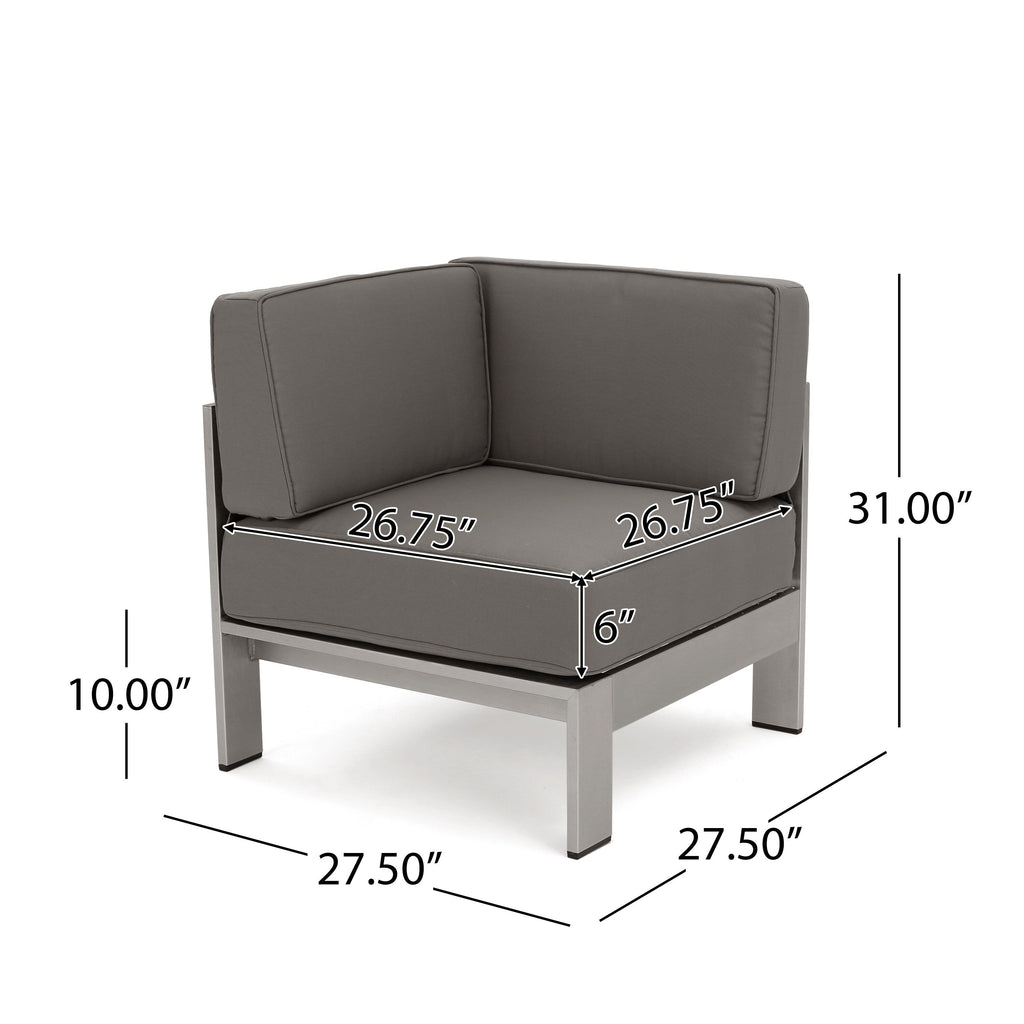 Ensemble de canapé d'extérieur 11 places en aluminium en forme de U et table Cape Coral par Christopher Knight Home