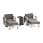 Ensemble de salon de jardin Cape Coral en aluminium 2 places avec table d'appoint et pouf par Christopher Knight Home