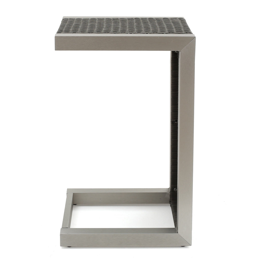 Ensemble de salon de jardin Cape Coral en aluminium 2 places avec table d'appoint et pouf par Christopher Knight Home