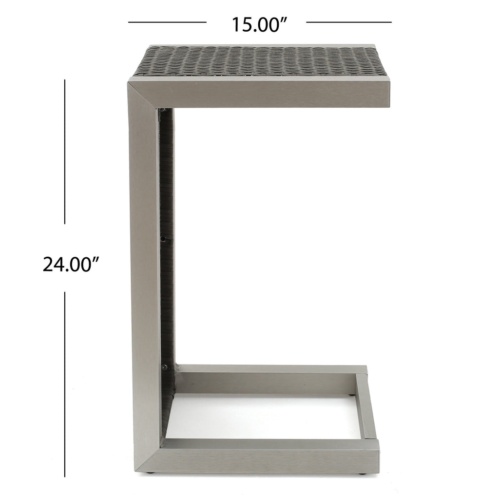 Ensemble de salon de jardin Cape Coral en aluminium 2 places avec table d'appoint et pouf par Christopher Knight Home
