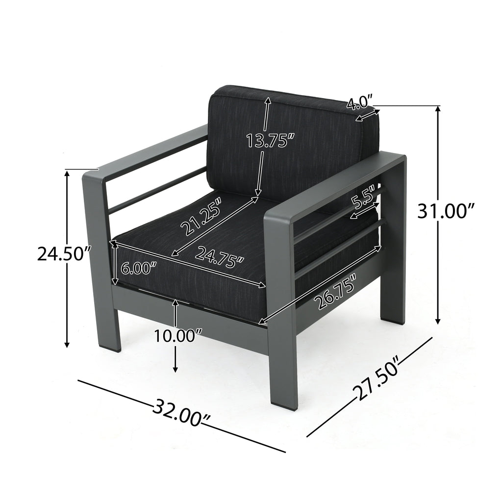 Ensemble de table et fauteuil club d'extérieur Cape Coral 2 places en aluminium par Christopher Knight Home