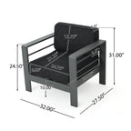 Ensemble de table et fauteuil club d'extérieur Cape Coral 2 places en aluminium par Christopher Knight Home