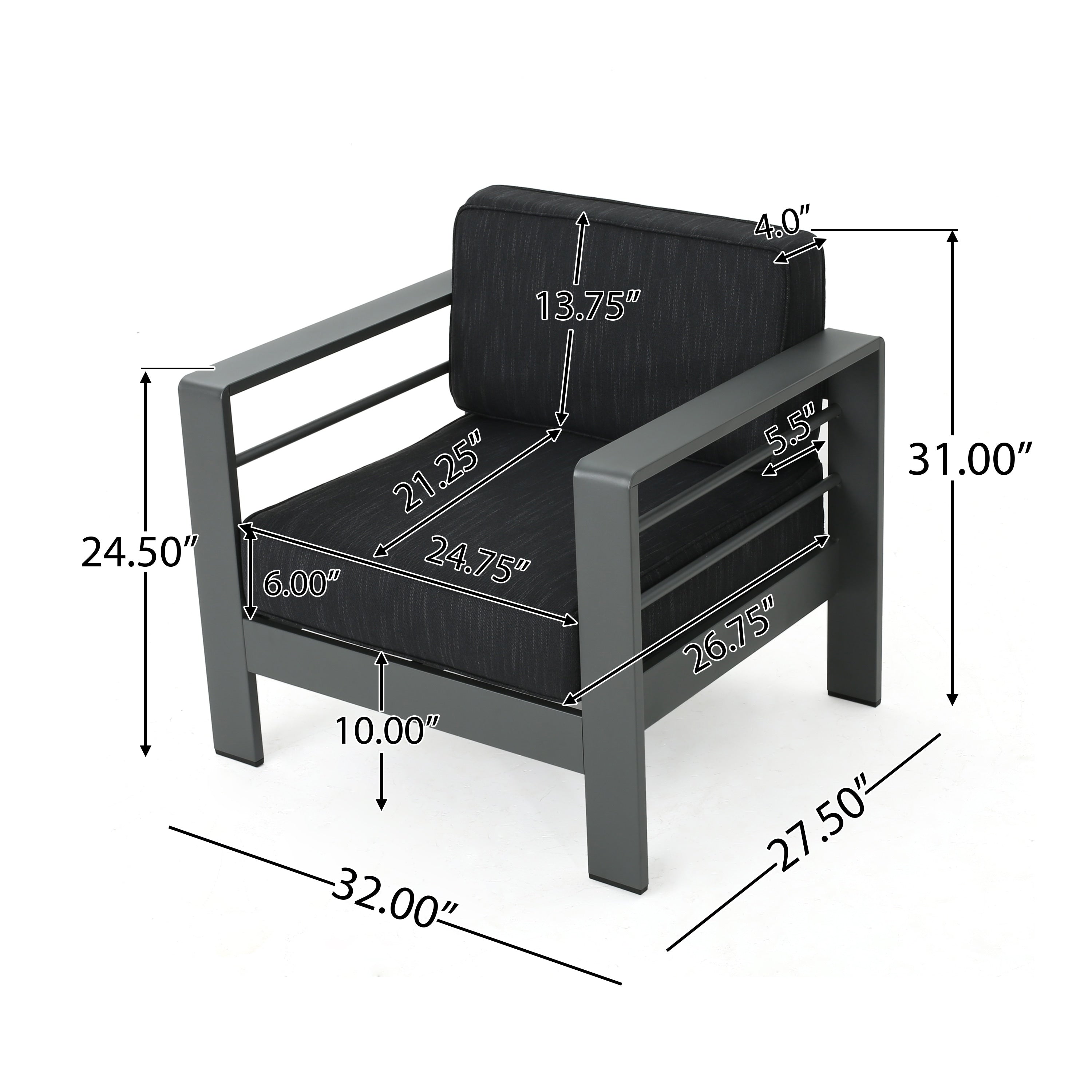 Ensemble de table et fauteuil club d'extérieur Cape Coral 2 places en aluminium par Christopher Knight Home