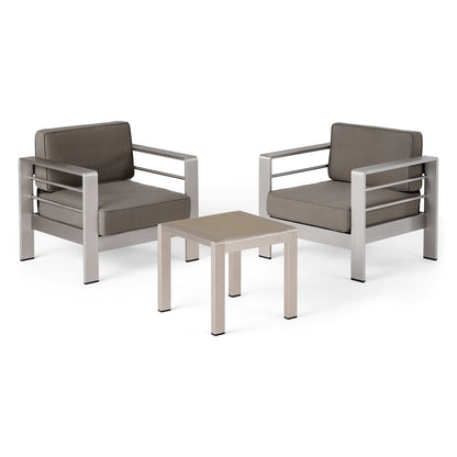 Ensemble de table et fauteuil club d'extérieur Cape Coral 2 places en aluminium par Christopher Knight Home