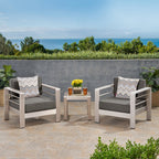 Ensemble de table et fauteuil club d'extérieur Cape Coral 2 places en aluminium par Christopher Knight Home