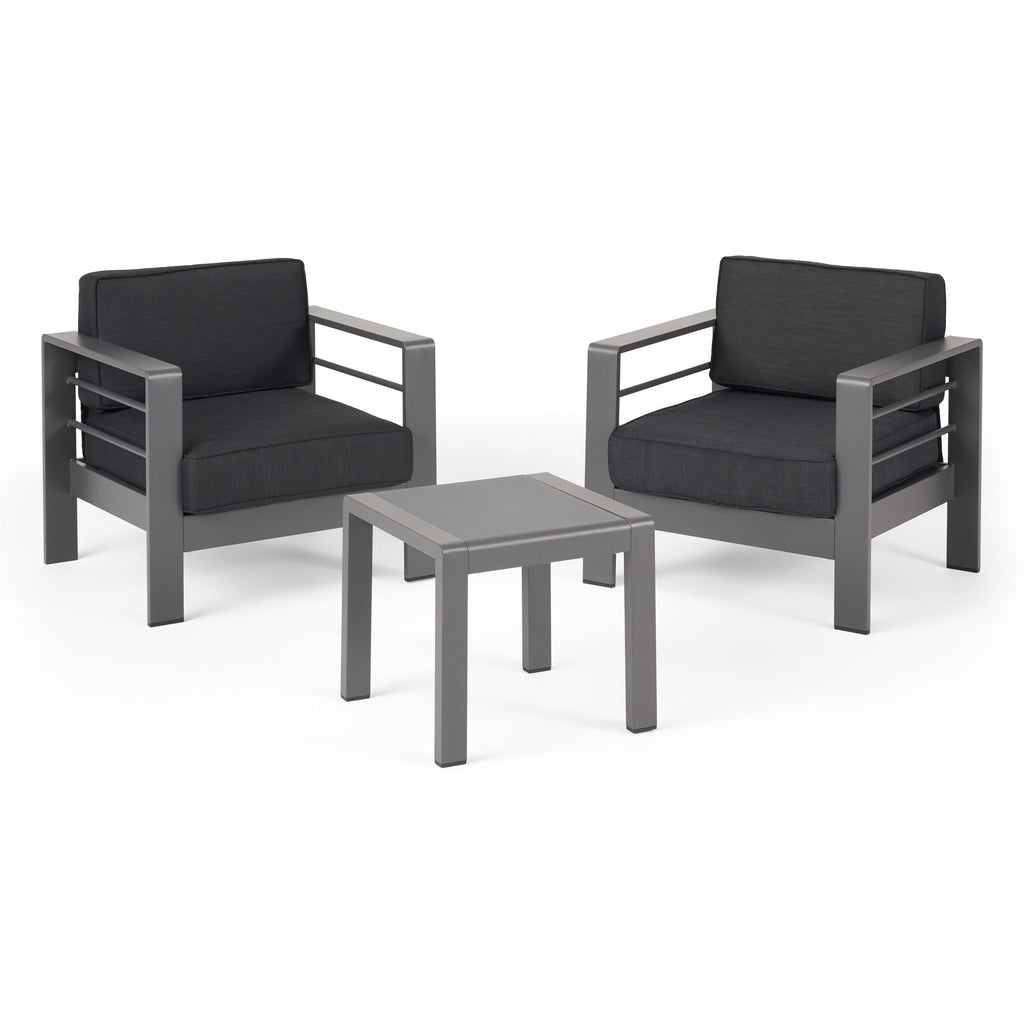 Ensemble de table et fauteuil club d'extérieur Cape Coral 2 places en aluminium par Christopher Knight Home