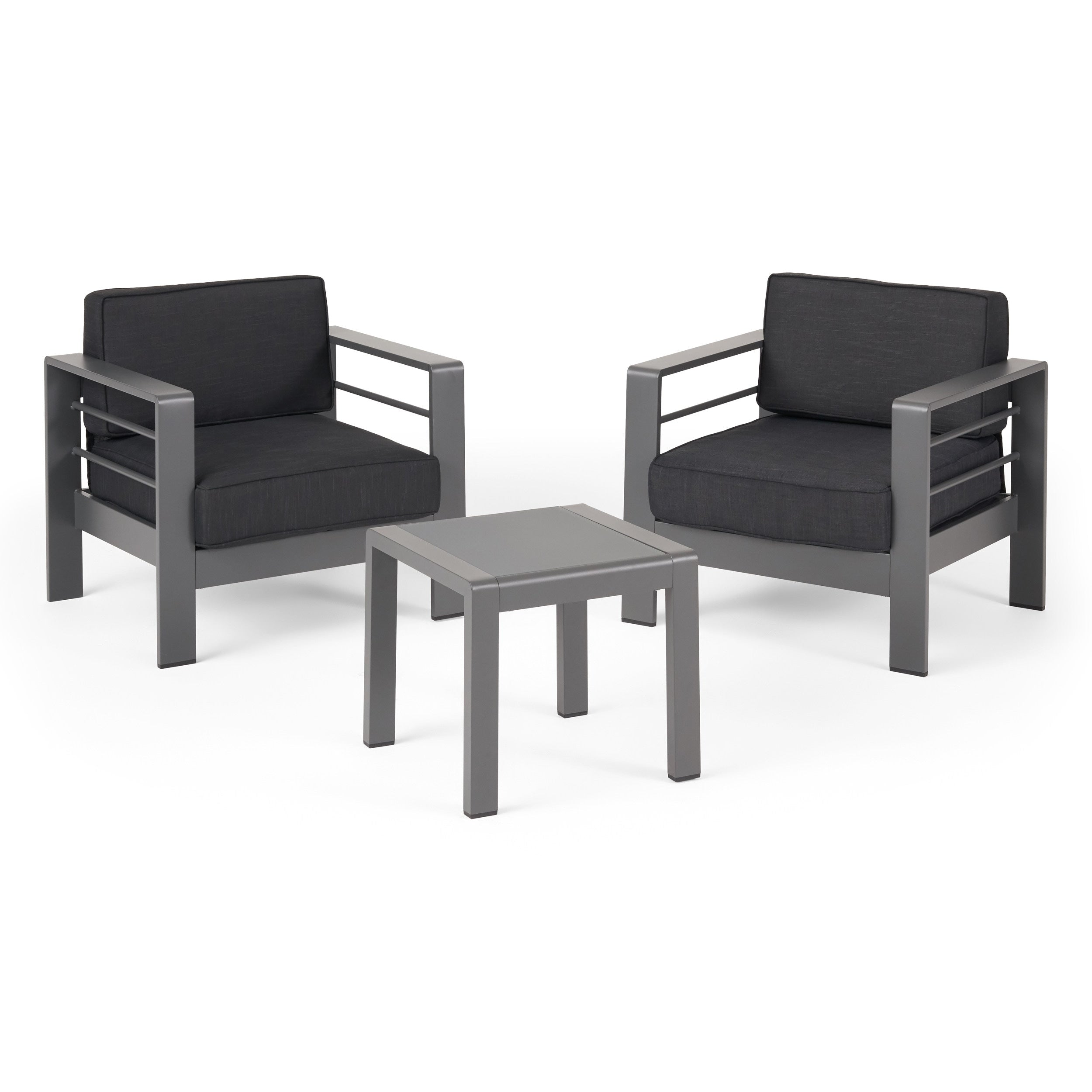 Ensemble de table et fauteuil club d'extérieur Cape Coral 2 places en aluminium par Christopher Knight Home