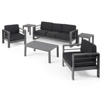Ensemble de salon de jardin Cape Coral en aluminium 5 places avec 2 tables d'appoint par Christopher Knight Home