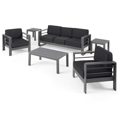 Ensemble de salon de jardin Cape Coral en aluminium 5 places avec 2 tables d'appoint par Christopher Knight Home