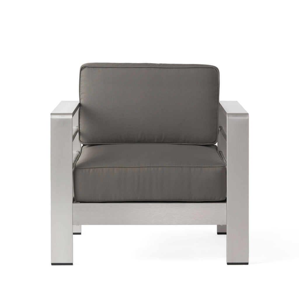 Ensemble de salon de jardin Cape Coral en aluminium 5 places avec 2 tables d'appoint par Christopher Knight Home